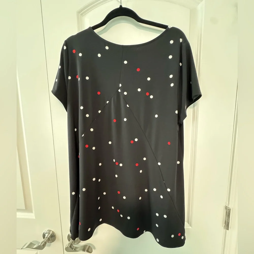 Alfani Black Polka Dot Short Sleeve Top - Picture 2 of 8